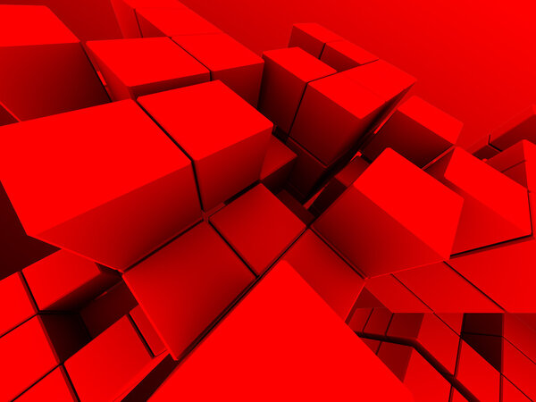 Abstract 3d illustration of red cubes background