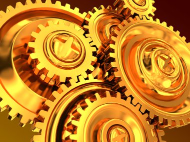 Golden gear wheels clipart