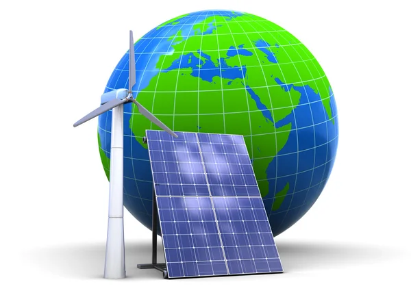 Energia solar e eólica — Fotografia de Stock