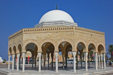 Mosque in ensemble of the mausoleum of Burgiby in the city of Monastir clipart