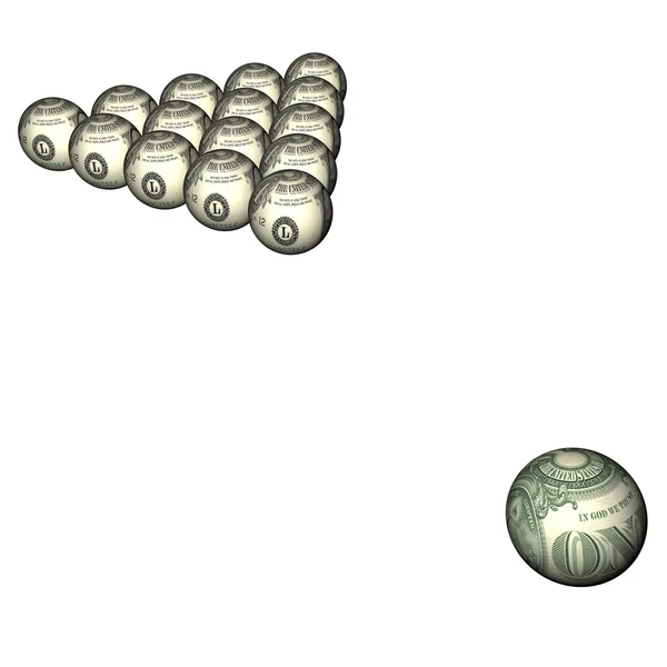 Dollar billiard spheres on a white background. — Stock Photo, Image