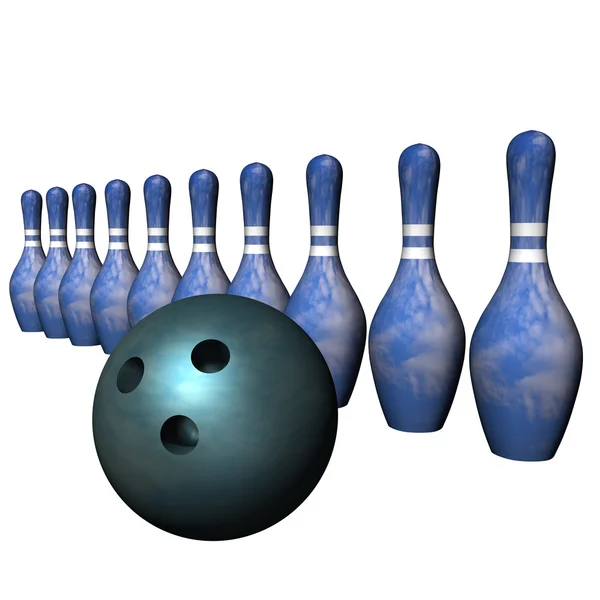 Taille multicolore et boule de bowling sur fond blanc . — Photo