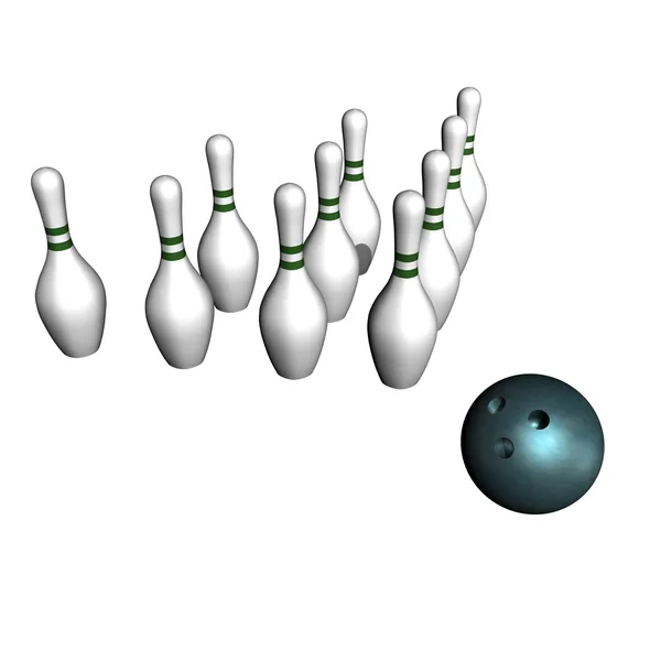 Boll och bowling storlek, vit bakgrund. — Stockfoto