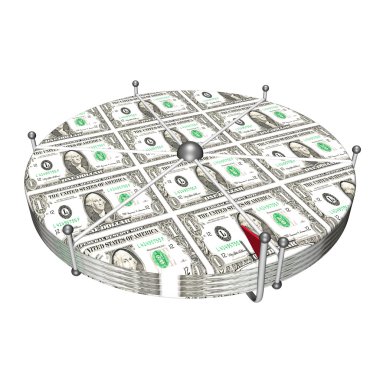 Dollar game table of good luck and choice of the best, 3d, it is isolated. clipart