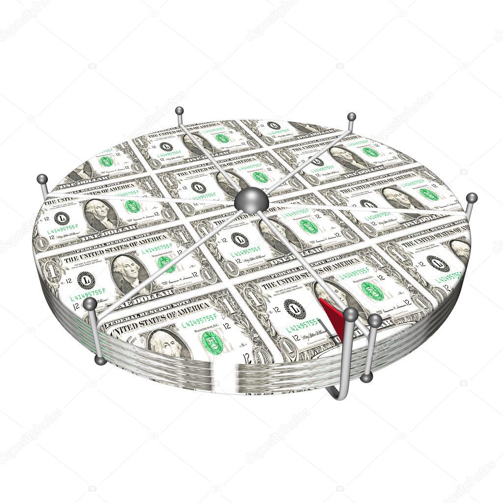 Dollar game table of good luck and choice of the best, 3d, it is isolated.