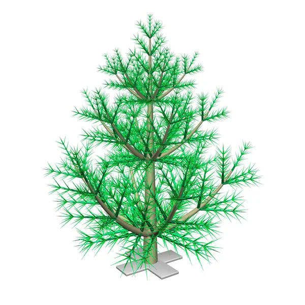 De groene Nieuwjaar bont-kerstboom, is niet gekleed, 3D- — Stockfoto