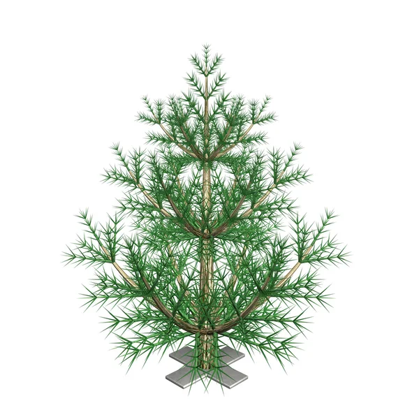 Зеленая новогодняя елка, не наряженная, 3d — стоковое фото