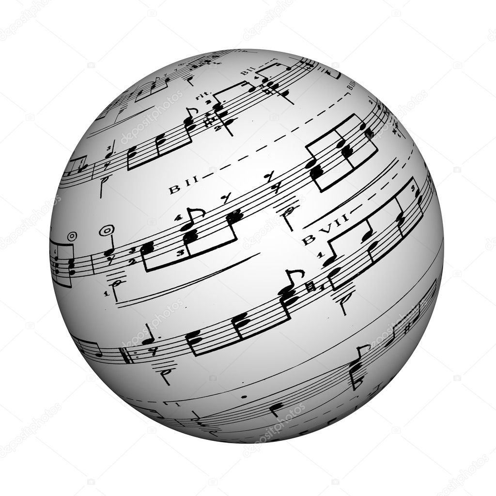 Musical sphere, 3d, it is isolated.