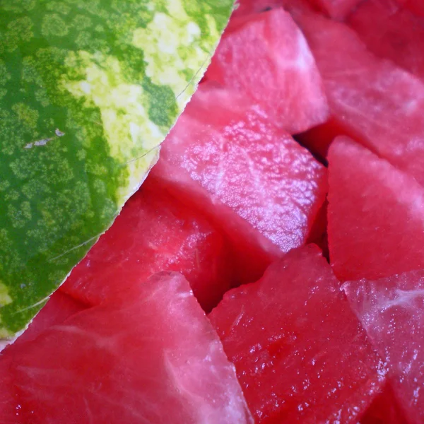 stock image Crust and slices of a red water-melon.