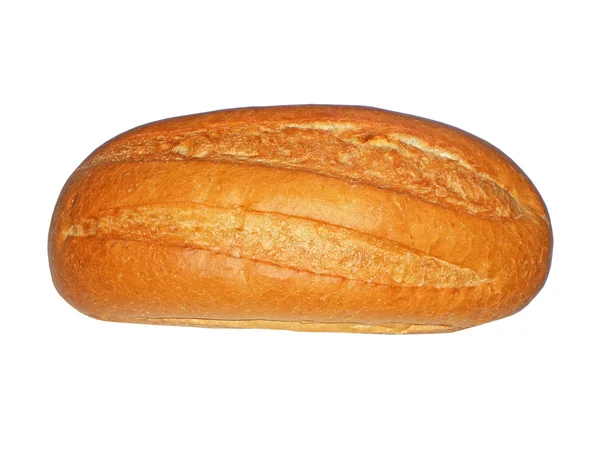 Rolo longo de pão branco fresco, é isolado . — Fotografia de Stock