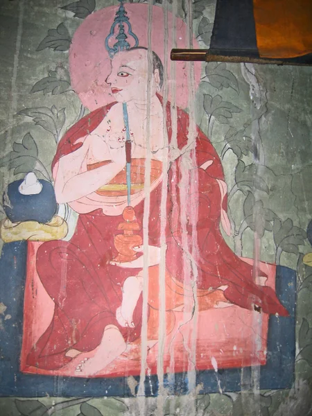 Ladakh, India, medieval wall drawings in a monastery about a Leh. — Stock Photo, Image