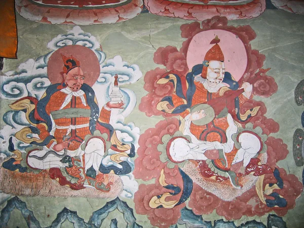 Σχέδια μεσαιωνικό τείχος Ladakh, Ινδία, σε ένα μοναστήρι για ένα leh. — Φωτογραφία Αρχείου
