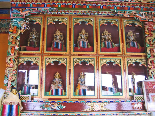 Ladakh, India, Shey, the Buddha behind glass in a monastery. — Stock Photo, Image