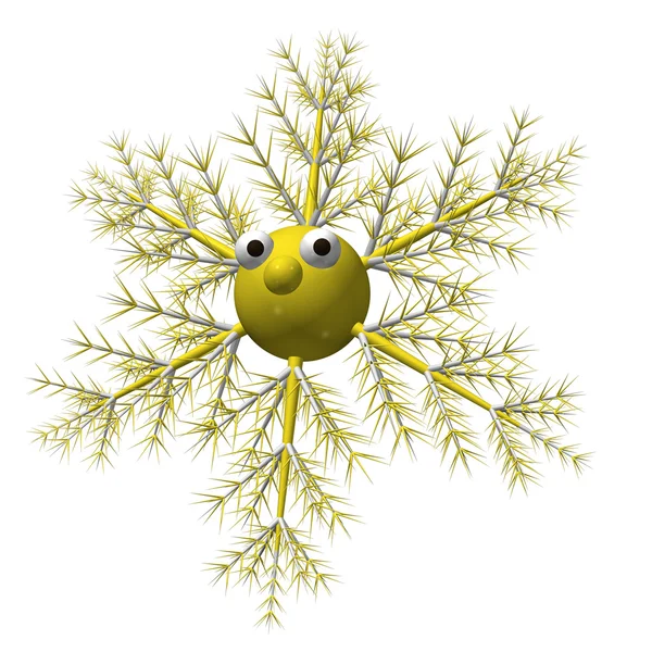 Yellow snowflake with eyes on a white background, it is isolated, 3d. — Stock Photo, Image