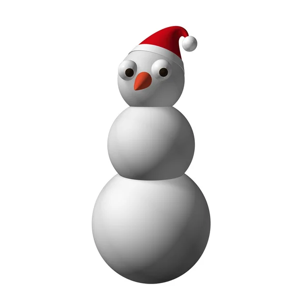 O boneco de neve branco com um nariz de cenoura em um fundo branco — Fotografia de Stock