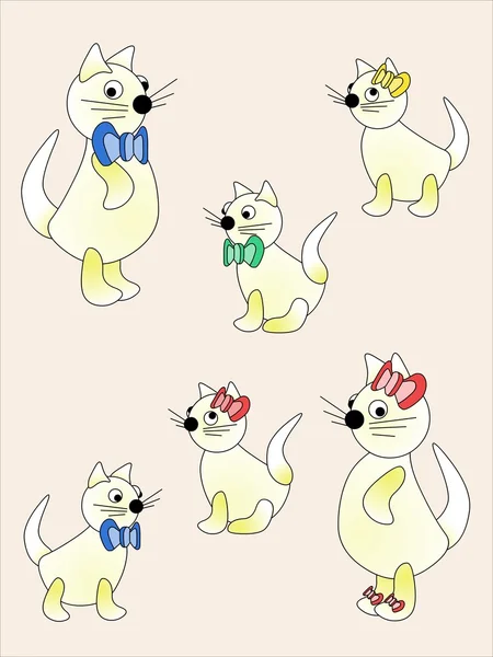 Família de gatos, ilustração infantil, fundo sem costura . — Fotografia de Stock