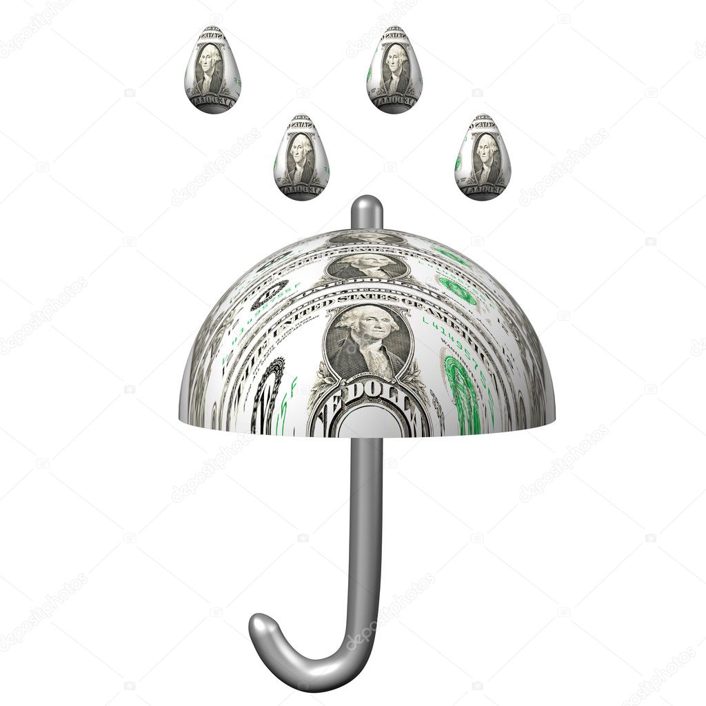 Weather symbol in the financial markets, an umbrella and a rain