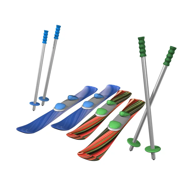 Mountain skiing with fastenings and mountain-skiing sticks — Stock Photo, Image