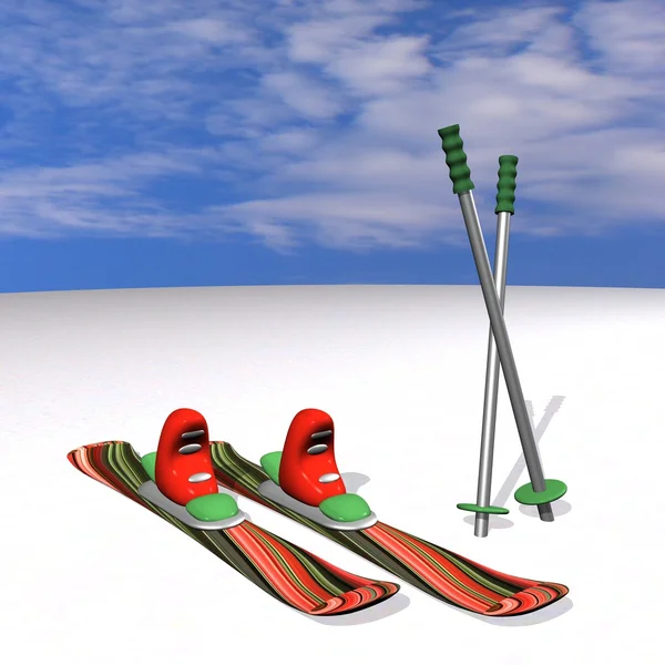 Esquí de montaña con cierres, botas, bastones de esquí de montaña — Foto de Stock