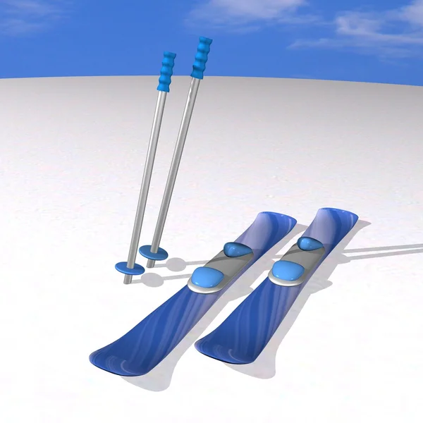 Mountain skiing with fastenings and mountain-skiing sticks — Zdjęcie stockowe