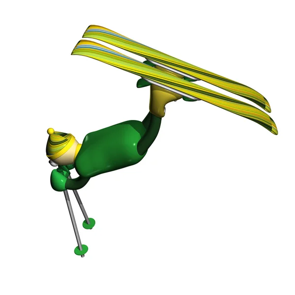 Гірський лижник виконує акробатичні елементи фрістайлу — стокове фото