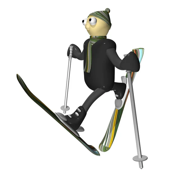 O esquiador de montanha executa elementos acrobáticos de Freestyle — Fotografia de Stock