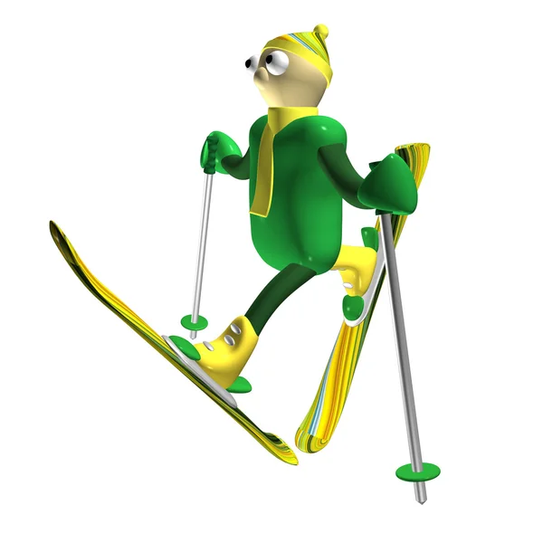 Lo sciatore di montagna effettua elementi acrobatici di Freestyle — Foto Stock