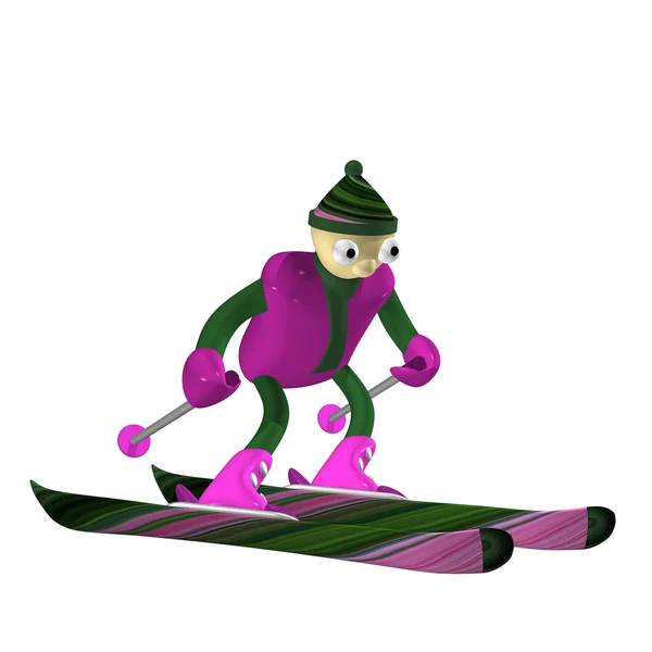 Le skieur de montagne va faire un tour en ski de montagne, 3d — Photo