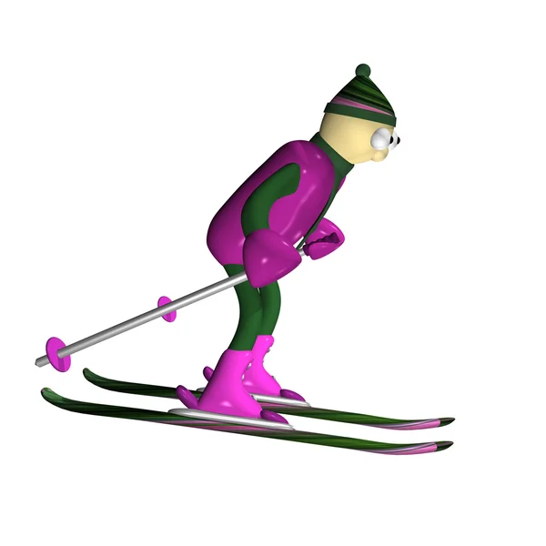El esquiador de montaña va a dar un paseo en esquí de montaña, 3d — Foto de Stock