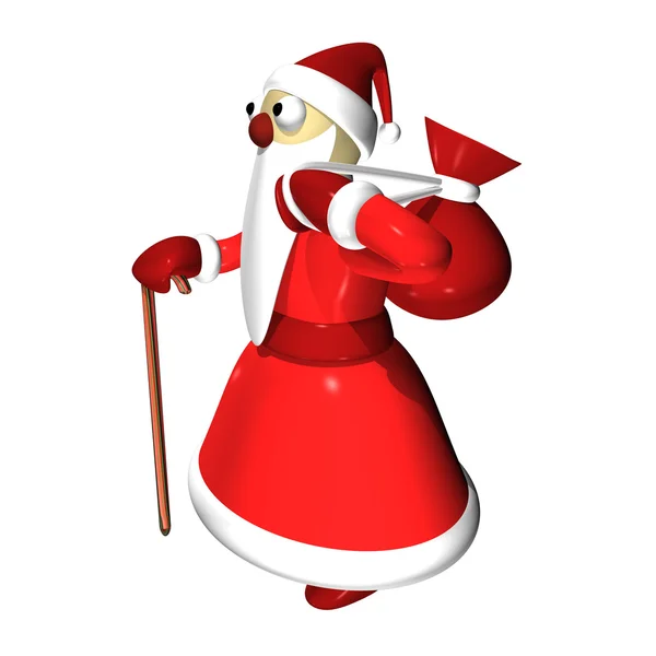 Babbo Natale o nonno Frost con un sacchetto di regali, 3d . — Foto Stock