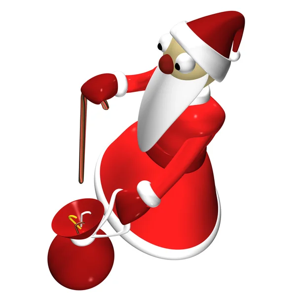 Santa Claus o el abuelo Frost con una bolsa de regalos, 3d . —  Fotos de Stock