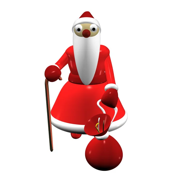 Санта-Клаус или Дед Мороз с мешком подарков, 3d . — стоковое фото