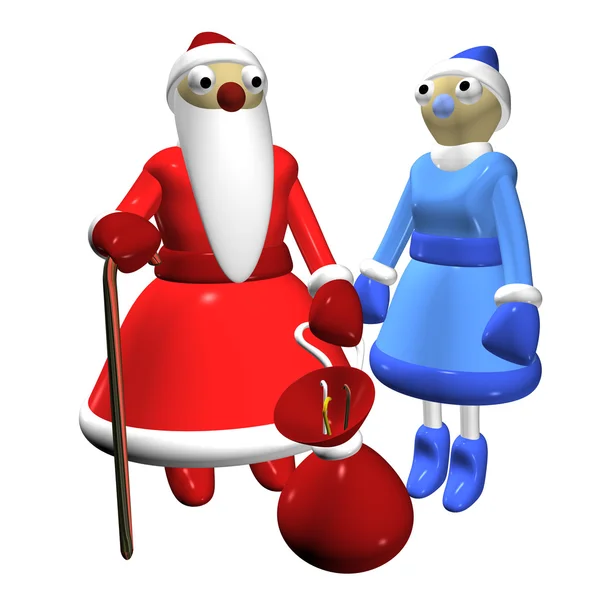 Weihnachtsmann oder Vater Frost, Mädchen Weihnachtsmann oder Schneemädchen — Stockfoto