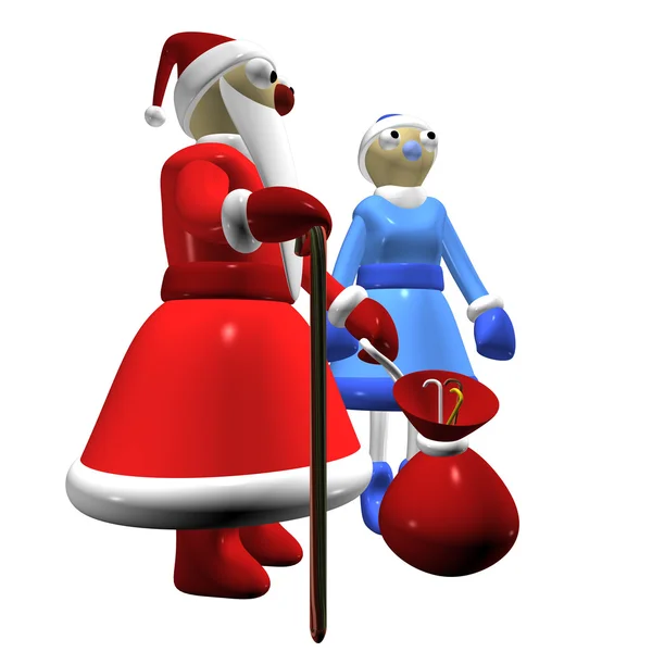 Santa claus of Vadertje Vorst, girl santa claus of sneeuw meisje — Stockfoto