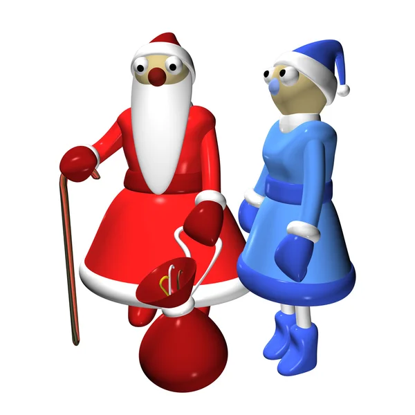 Santa claus lub ojca mrozu, dziewczyna santa claus lub śnieg panieńskie — Zdjęcie stockowe