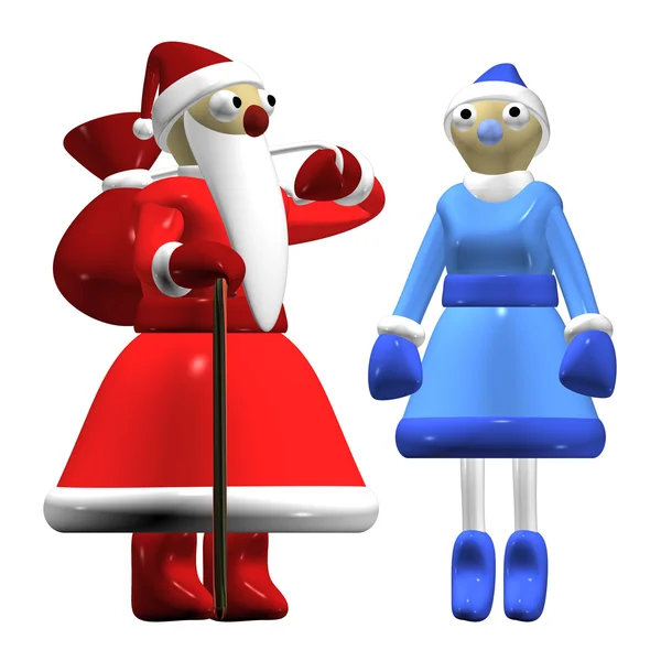Santa Claus or Father Frost, girl Santa Claus or Snow Maiden — Stock Photo, Image