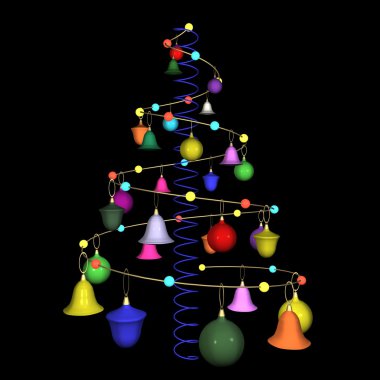 The abstract dressed up New Year's Christmas fur-tree, 3d. clipart