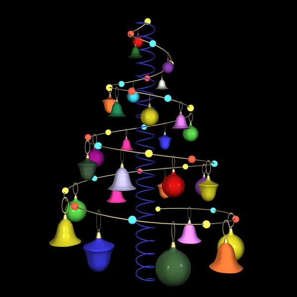 The abstract dressed up New Year's Christmas fur-tree, 3d. — Stock Photo, Image