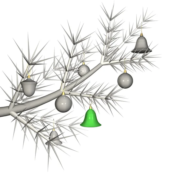 多彩多姿的毛皮树玩具毛皮树的分支，它是孤立的 3d. — 图库照片