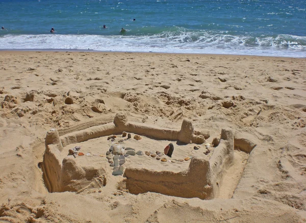 stock image The sand lock constructed by the child, on the bank of the Atlantic ocean