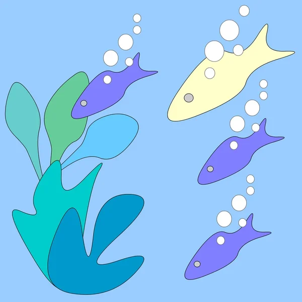 Fishes and sea plants. — Stock Photo, Image