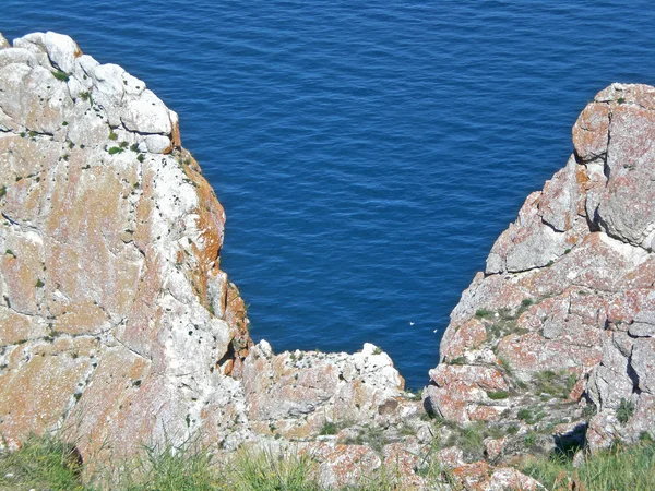 Skály Břehu Jezera Bajkal Ostrově Olkhon Rusko — Stock fotografie