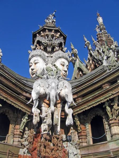 Frammento Tempio Legno Buddista Costruzione True Pattaya Thailandia — Foto Stock