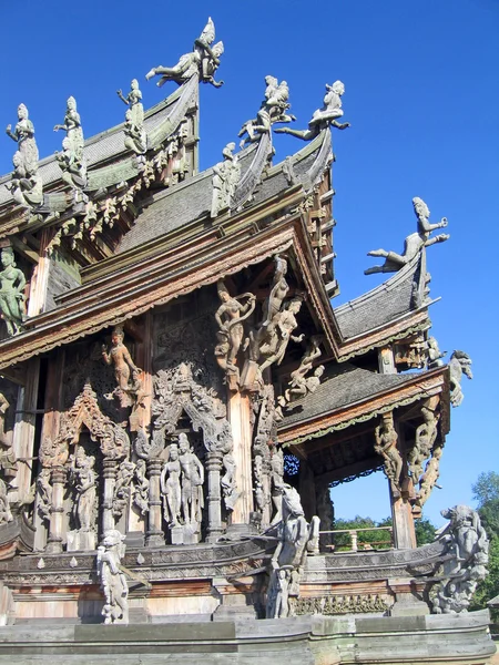 Fragmento Templo Madera Budista Construcción True Pattaya Tailandia —  Fotos de Stock