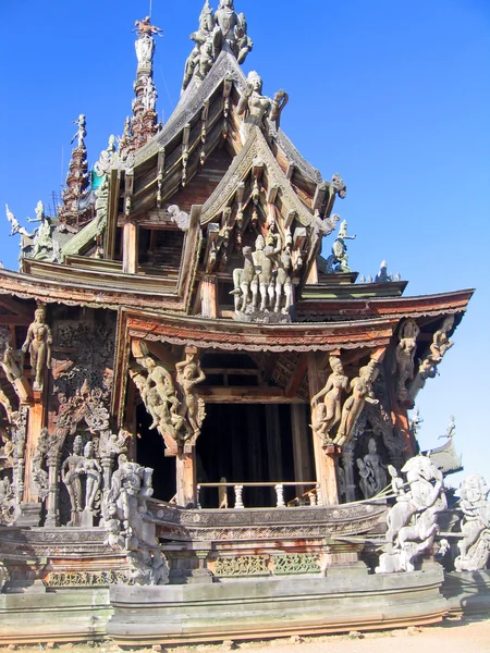 Konstruktion Trä Buddisttempel Sant Pattaya Thailand — Stockfoto