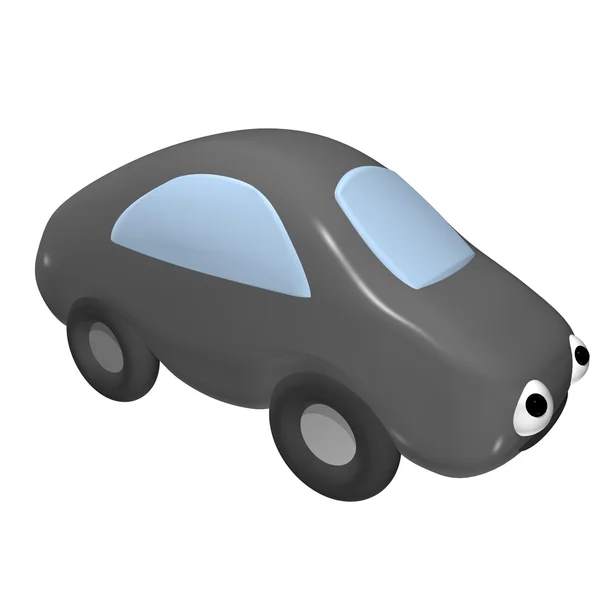 De kleine speelgoedauto 3d met ogen, het is geïsoleerd — Stockfoto