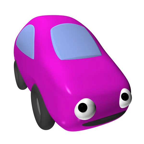 Das Kleine Spielzeugauto Weiblich Mit Augen Ist Isoliert — Stockfoto