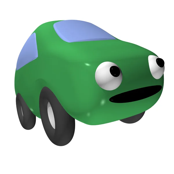 La petite voiture jouet 3d avec les yeux, il est isolé — Photo