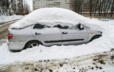Arabada kar kış Moskova Bölgesi