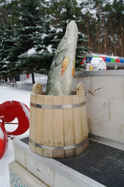 Pike van emelya uit een sprookje in de winter in park — Stockfoto